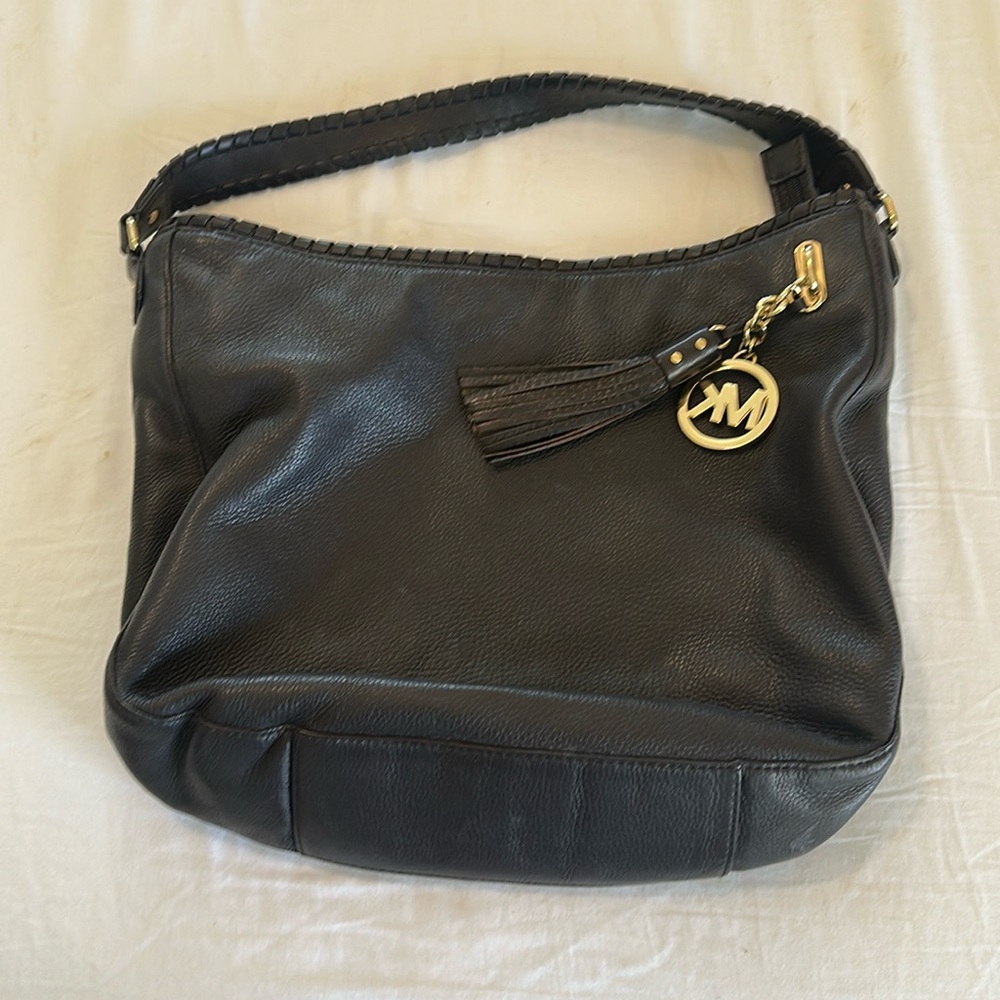MICHAEL Michael Kors Brown Leather Shoulder Bag with Gold Hardware